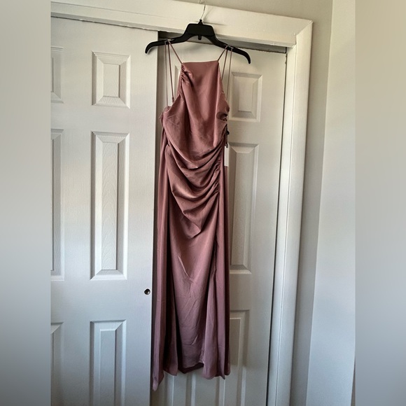 ASTR THE LABEL Mauve Halter Neck Satin Maxi Dress, XL - Picture 7 of 7